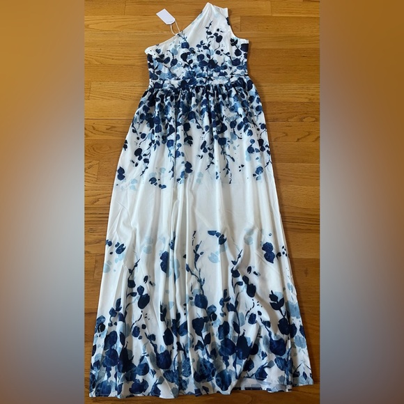 Made with Love Blue and White One-Shoulder Dress | M | NWT - Picture 8 of 9